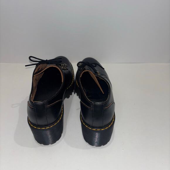 Dr. Martens Leona Lo Smooth Leather Heeled Lace-Up Platform Shoes – Black Size 8 - Picture 9 of 15